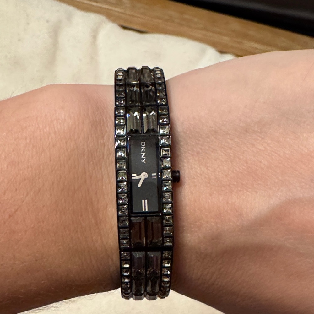 DKNY Black and Smoke Crystal Bracelet Watch